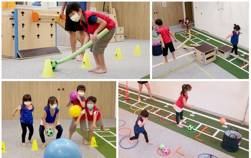 幼兒在地面上進行體適能訓練,顯示FMS教學場景