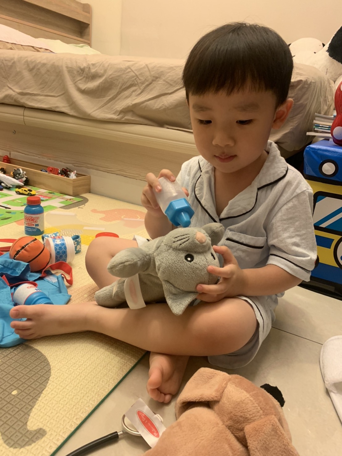 獸醫師觀察孩童與寵物互動,指導正確的撫摸與擁抱方式